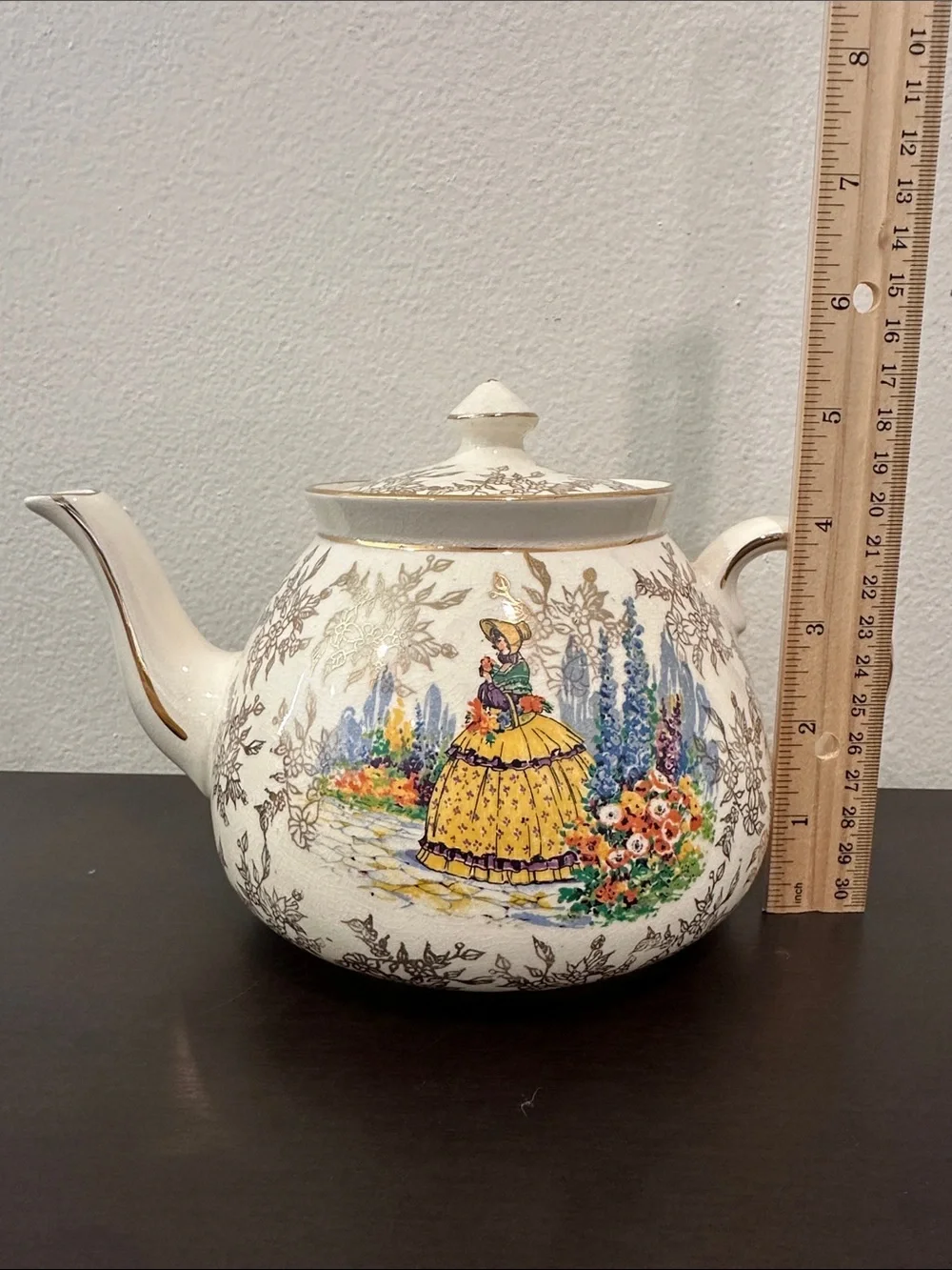 Vintage Rare Gibsons England Floral Victorian Lady Tea Set White Yellow Blue